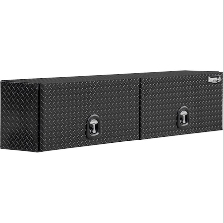 Buyers Products 18x16x72 Inch Gloss Black Diamond Tread Aluminum Topsider Truck Box with Flip-Up Doors 1721363